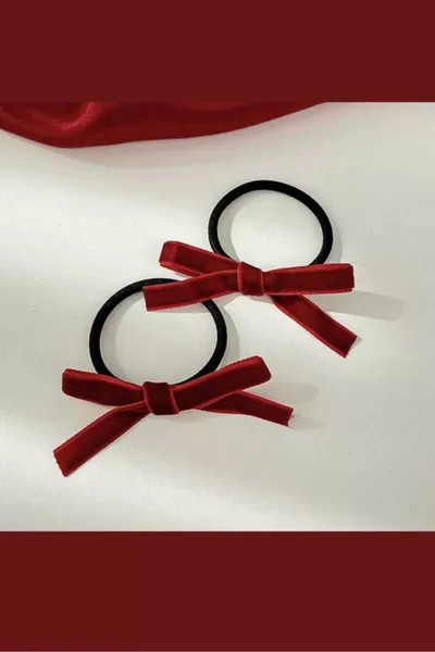 BORDO Kadife Fiyonk model Lastikli Toka 2 Adet