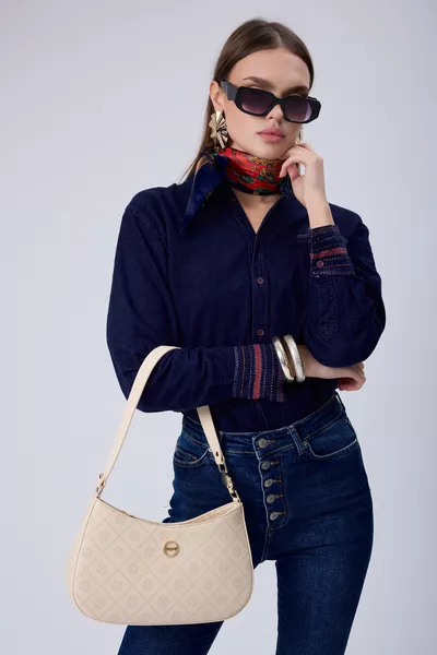 Beige Women's Hand and Shoulder Bag 