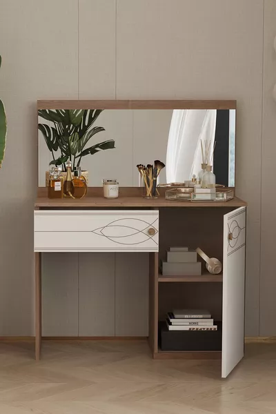 خزانة أرفين بستة مرايا - خشب البلوط الأصفر