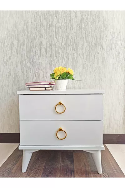 Nachtkastje / Ladekast 2 Lades Goud / Slaapkamer / Kinderkamer / Babykamer