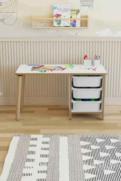 Children's Desk Cm 3-Basket Children's Study Desk Activity Desk Write-erase