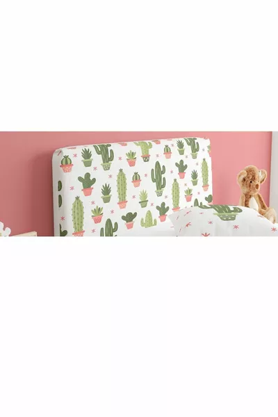 غطاء رأس السرير بنية بيضاء وصبار