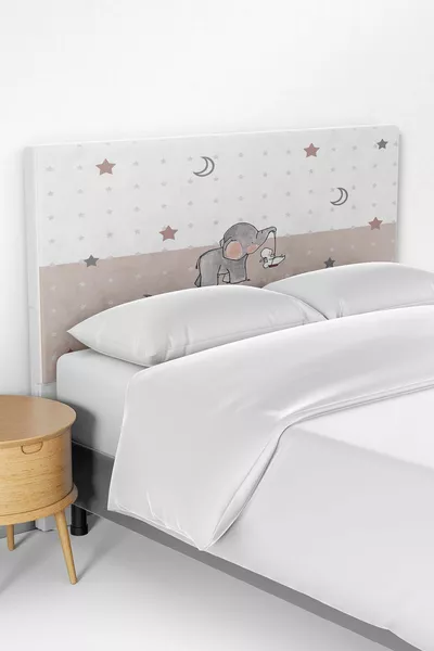 Yıldızlı Fil Desenli Çocuk Odası Yatak Baza Başlık Kılıfı 
