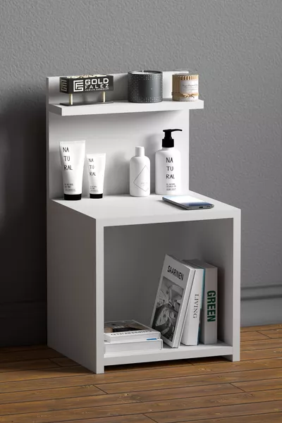 Нощно шкафче, рафт, шкаф за хол и офис, бял **