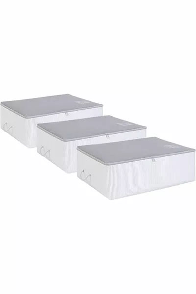 Set de 3 sacs de rangement gris grand format pour sous-lit Home Textile Stuff & Things