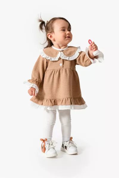 Платье с воротником «беби» в горошек MS