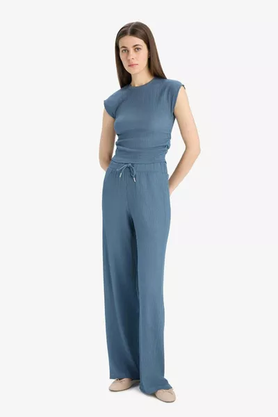 Straight Fit Broek met Zak van Crêpe SP