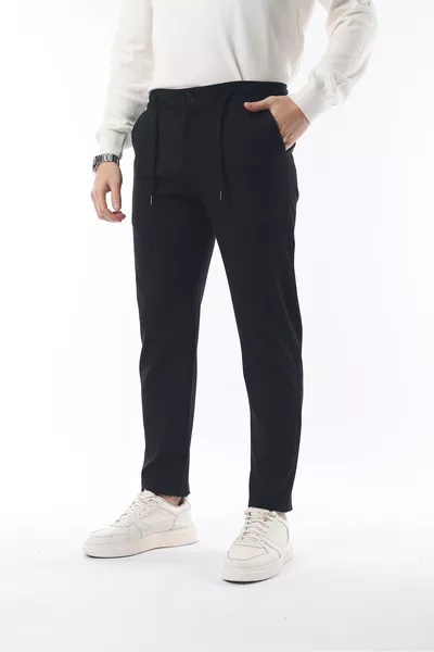 Pantalon Jogger Slim Fit Noir d'Hiver Extensible Confortable