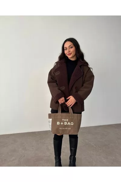 Shepherd Buttoned Plush Laminated Coat