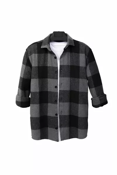 قميص الحطاب أسود بأزرار