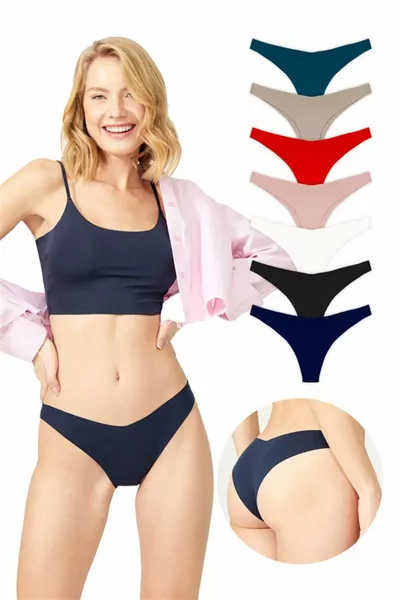 Базовые бразильские трусики с лазерной резкой без следов, набор из 7 штук