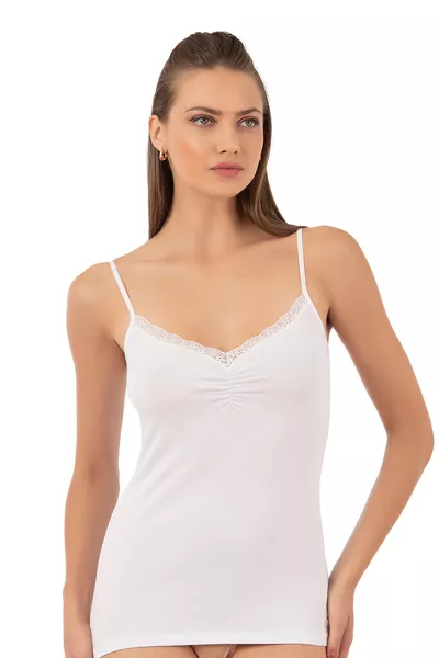 Özkan  Vrouwen Tanktop van Katoen met Elastische Kant en Koordbandjes