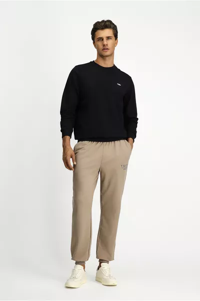 Crew Neck Regular Fit Embroidered Cotton Sweatshirt