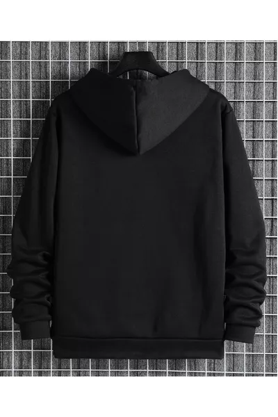 Black Plain Zip-Up Sweat Cardigan