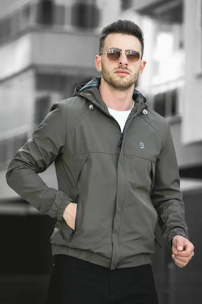 بايلي جاكيت رجالي بغطاء للرأس مقاوم للماء بقصة ضيقة موسمية