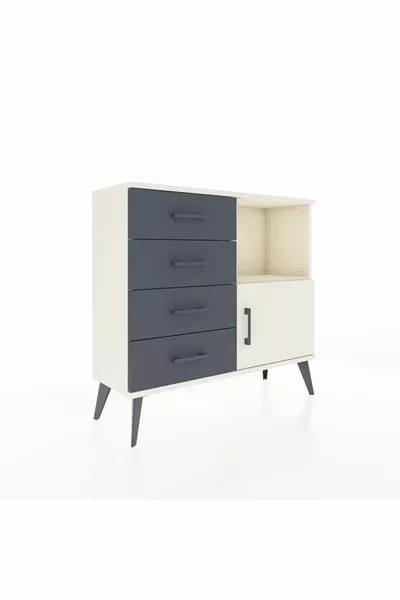 خزانة أرجس ذات رف واحد وأربعة أدراج وباب واحد لون عقيق - عقيق/أنترست