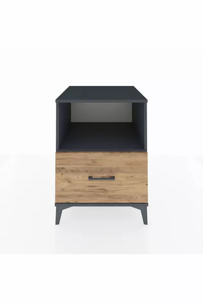 Нощно шкафче Kronos с една рафт и едно чекмедже, антрацит-бор