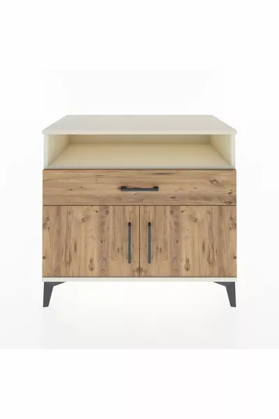 خزانة هايبرون بروفيل برافعة واحدة ودرج واحد وغطائين، لون حجر القمر والصنوبر