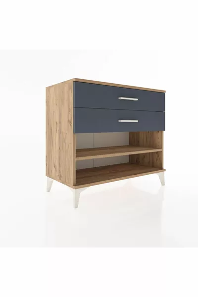 Commode Hyperion à une étagère et 2 tiroirs Pin-Anthracite