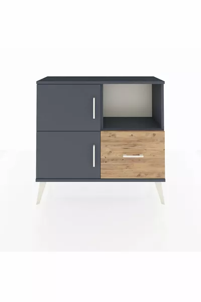 Arges Dresser with 2 Shelves, 1 Drawer, 2 Doors, Anthracite-Anthracite/Pine