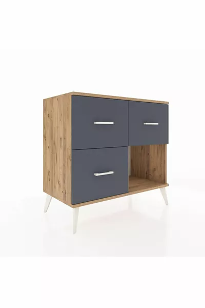 Комод Hyperion с 3 ящиками, сосна-сосна/антрацит