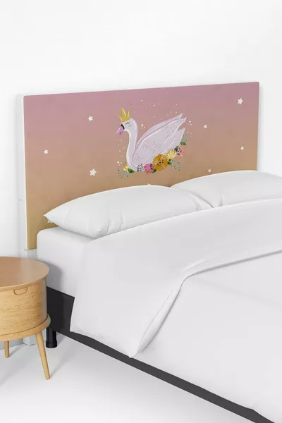 Geçişli Kuğu Desenli Yatak Baza Başlık Kılıfı 