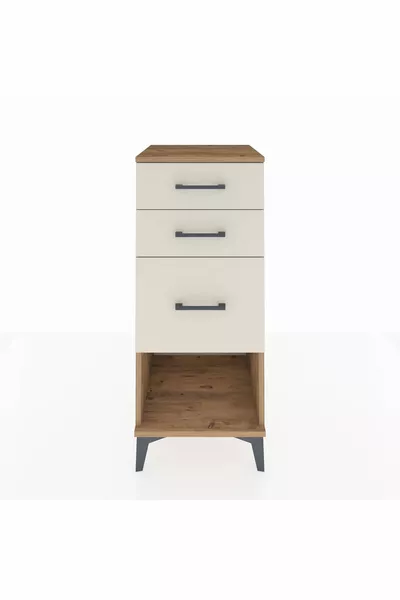 خزانة جانبية هايبيريون بثلاثة أدراج - صنوبر وحجر الآيا