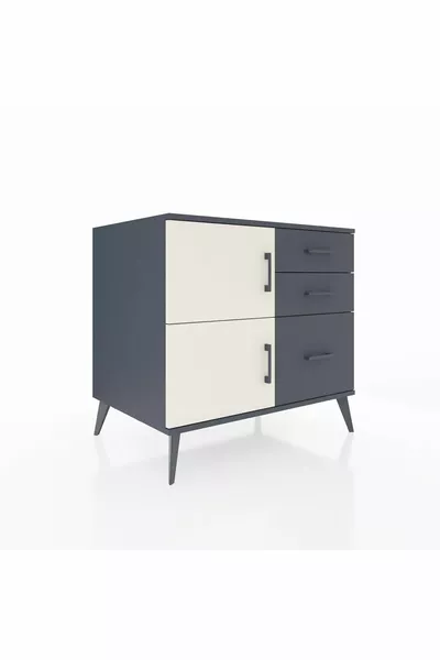 خزانة كرونوس ذات رف واحد و3 أدراج و2 باب أنثراسيت-حجر رملي/أنثراسيت