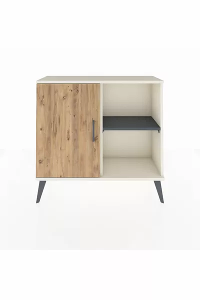 خزانة أرجس بدرجين ورف واحد وباب واحد لون حجر القمر-صنوبر/أنثراسيت