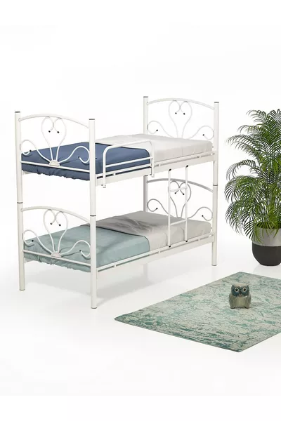 سرير طابقين من الحديد المعدني وسرير مزدوج (بدون مرتبة)