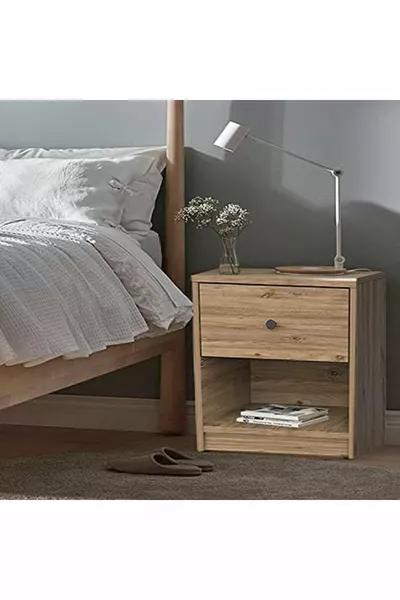 BoutiqueSell Dekorex - Нощно шкафче с един механизъм с орех