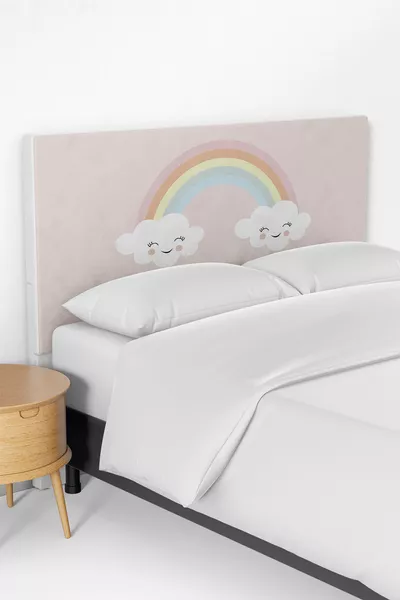 Rainbow and Cute Cloud Pattern Kids Bed Base Headboard Cover