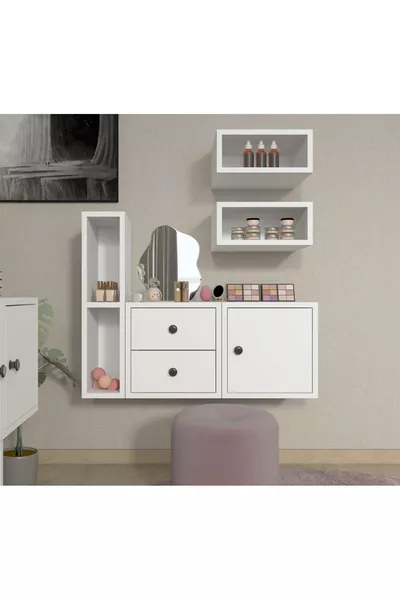 Ensemble modulable tête de lit-tiroir pour chambre à coucher – Blanc – 