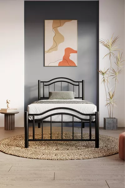 Belinay Wrought Iron Metal Single Bed White