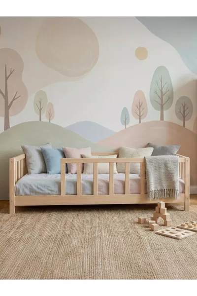 سرير أطفال مونتيسوري خشب طبيعي  سم