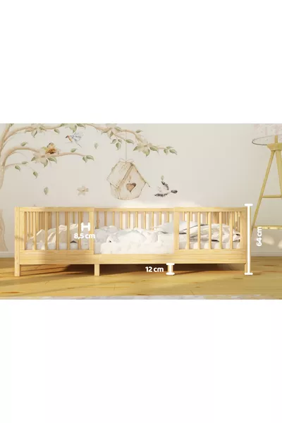 ALAZ - MONTESSORI ÖNÜ ÇIKABİLEN  BEBEK VE ÇOCUK DOĞAL AHŞAP YER YATAĞI