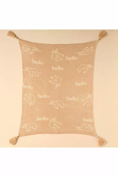 بطانية بيللا ميزون بنقشة حيوان الكسلان، أكريليك بنسبة %، بيج، سم