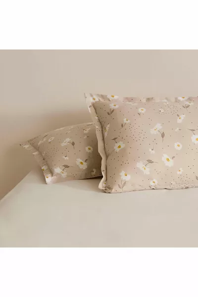 Daisy Beige 2-Piece Pillowcase Set Beige