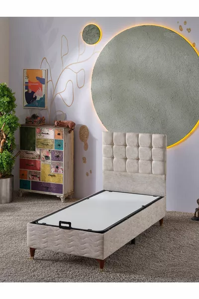 Bengü Eenpersoons (Bedbodem + Hoofdbord + Matras) 3-delige set (JeryyKrem)