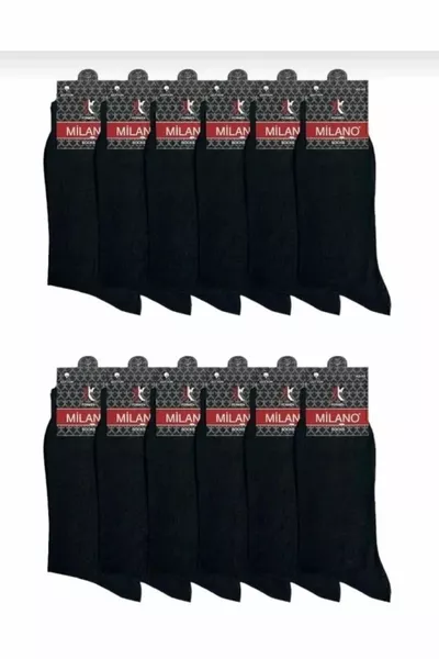 6 Adet Süper Ekonomik Siyah Erkek Pamuklu Çorap, Uzun Desensiz Pamuklu Çorap Unisex