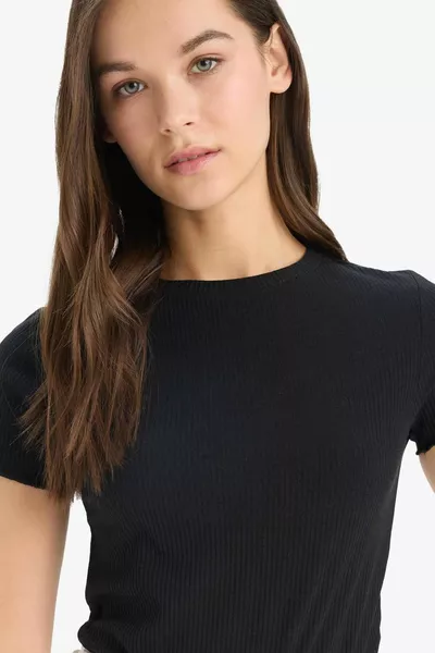 Slim Fit Bisiklet Yaka Kısa Kollu Tişört SM