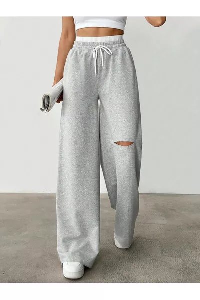 Pantaloni sportivi unisex oversize in doppio filo con vita elastica e gamba larga