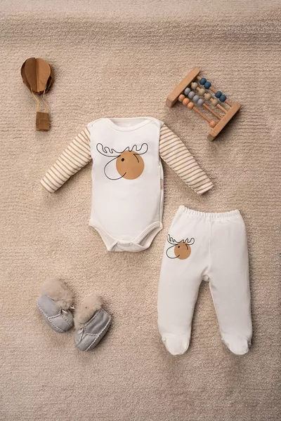 Deer Pattern 6-Piece 3-Piece Baby Outfit Set