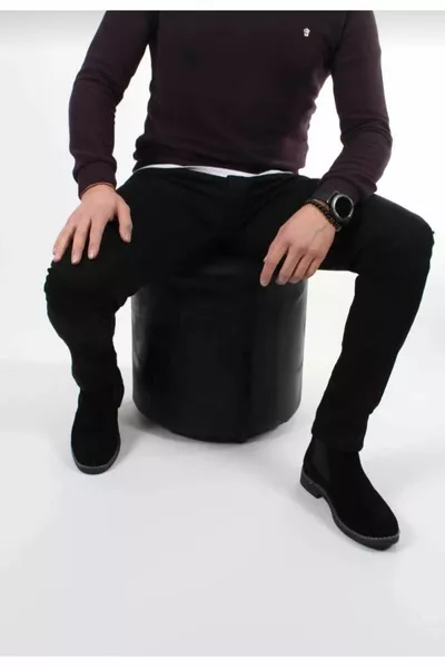 DENİMSTAR Мъжки черни дънки Lina Мъжки тънки дънки с ликра Тесен крачол Памучни дънки