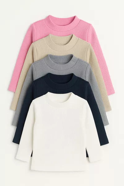Girls'  Years 5-Piece Thin Ribbed Knit Sweater Set – Comfortable and Stylish Basic Model 5 Pieces