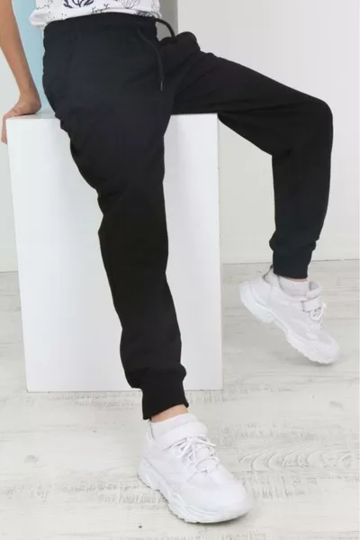 Boys' Black Jogger Pants with Pockets