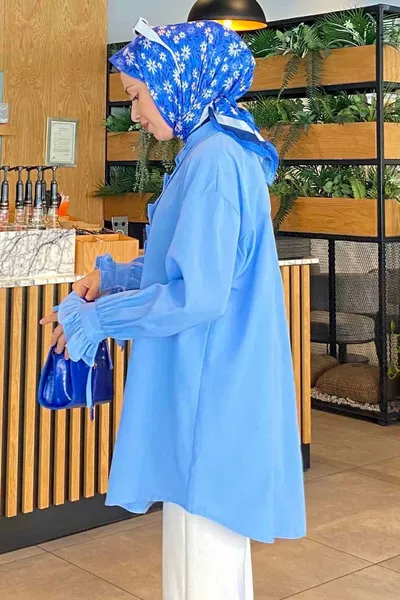 Flores Ruffled Tunic Baby Blue