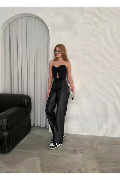 Dames leren broek Zwarte leren broek