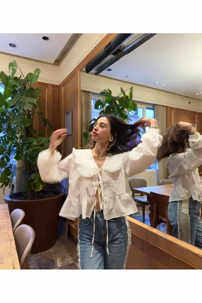 قميص بياقة بيبي مع رباط