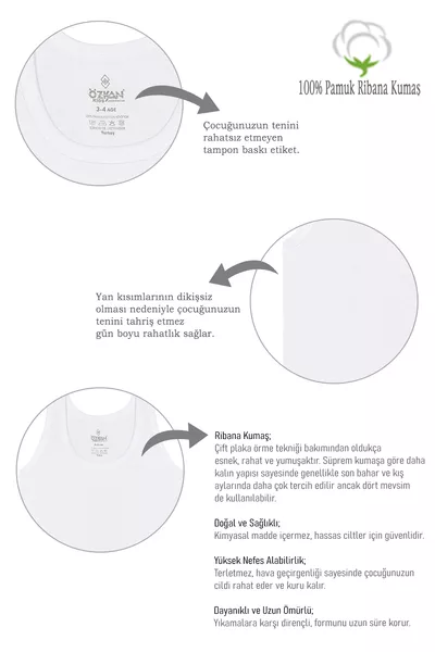 Özkan  5-Pack Boys' % Cotton Ribbed Fabric Stretchy Comfortable Tank Top